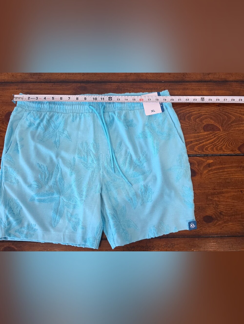 NWT Caribbean Men Terry Cloth 7" Inseam Shorts Aqua Depth Blue Tropical Sz XL - Picture 6 of 7